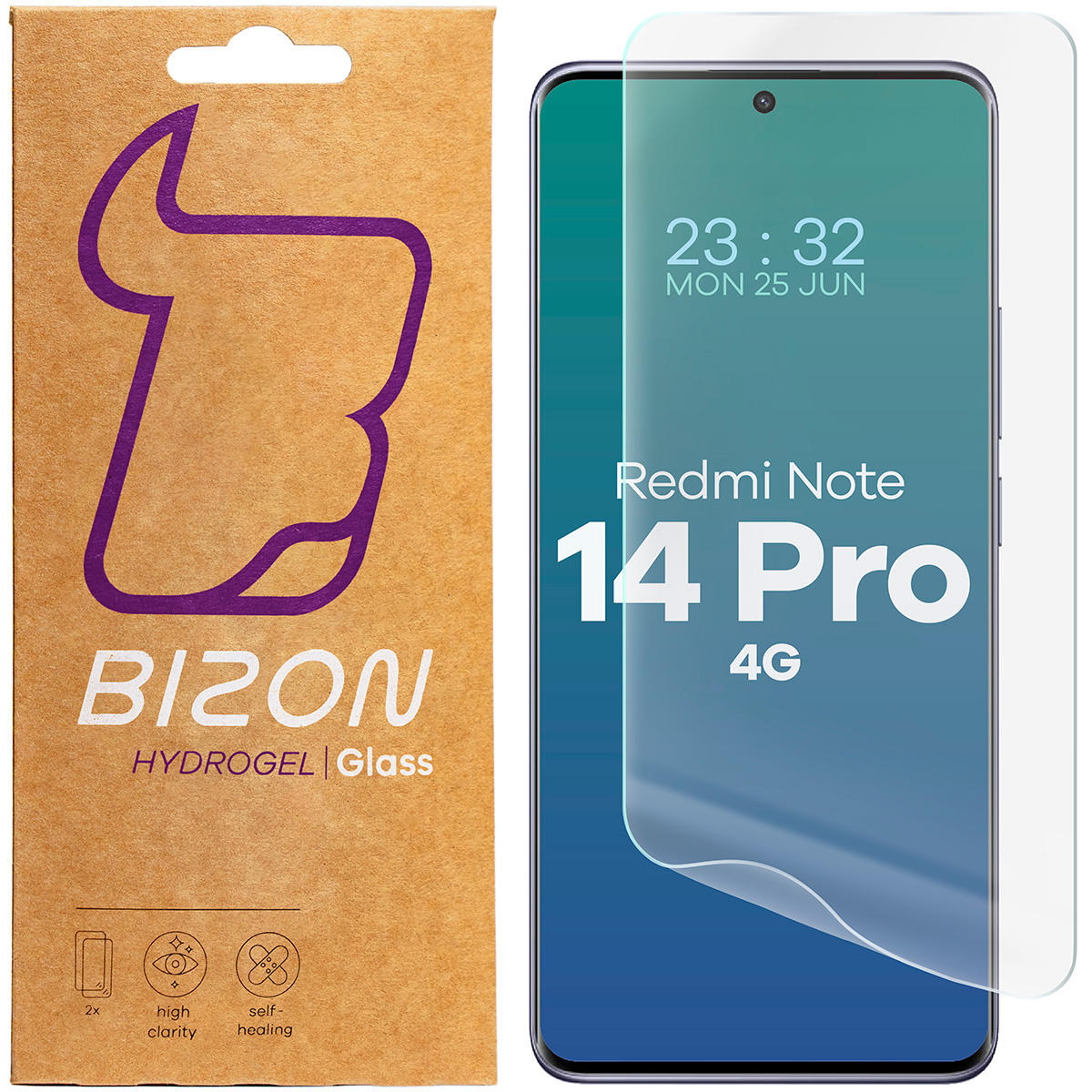 Folia hydrożelowa na ekran Bizon Film Hydrogel Front Duo do Redmi Note 14 Pro 4G, 2 sztuki